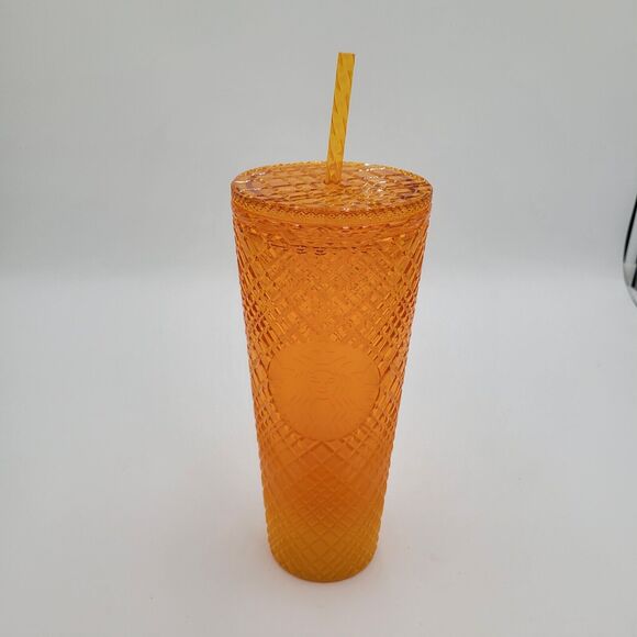 Starbucks 2022 Summer Orange MANGO OMBRE Jeweled Venti Cold Cup Tumbler 24oz - Picture 3 of 6